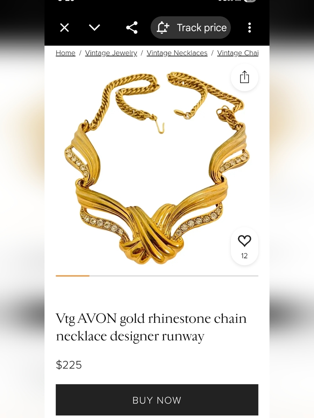 Avon  Runway 1992 Gold-Tone Crystal Wave Necklace & Earrings Set - Picture 3 of 9